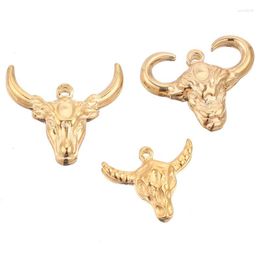 Charms 5PCs Cow Stainless Steel Animal Pendants Gold Colour For DIY Jewellery Making Earring Wholesale