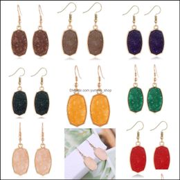 Charm Simple Druzy Drusy Geometric Hexagon Charms Earrings Resin Handmade Gold Earings For Women Party Birthday Gift Drop Delivery 20 Dhscx