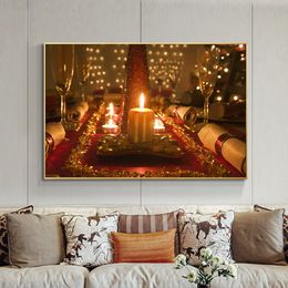 Canvas Painting Candlelight Dinner Wine Glass Scandinavia Posters and Prints Modern Landscape Wall Art Picture Living Room Decor