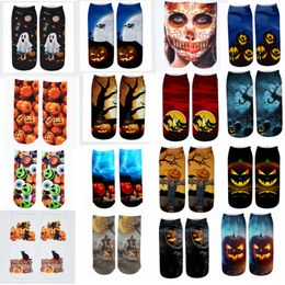 Women Socks Funny Skull Musical Note Math Halloween 3D Printed Cute Cotton Low Ankle For lady Casual Harajuku Short 35 Styles