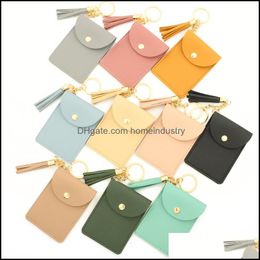 Party Favour Pu Leather Card Holder Ladies Wallet Coin Fashion Keychain Party Favour Wholesale Bracelet Keyring For Women Drop Delivery Dhsi3