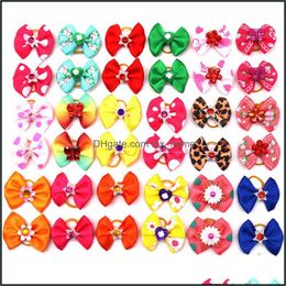 Dog Grooming Newest Home Pets Headdress Bow Jewellery Dog Pet Rubber Band Hair Accessories Head Flower Grooming Drop Delivery 2021 Gard Dhn0X