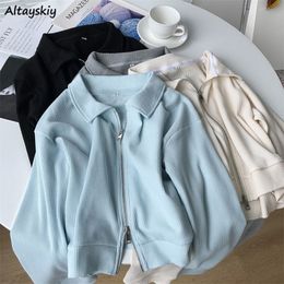 Womens Jackets Jackets Women Solid Leisure Chic Simple Zipper Thin Cropped Top Coat Trendy Ulzzang Colorful Allmatch Loose Baggy Comfortable 220901