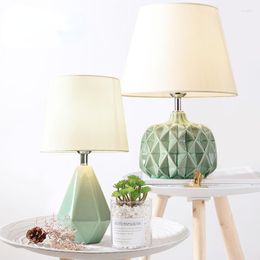 Table Lamps Nordic Diamond Green Ceramic Lamp For Bedroom Living Room Modern Bedside