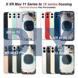 housing chassis UK - DIY Housings convert For iPhone XR Like X XS to 12 11 Pro Max Battery Rear Cover Back Glass Middle Frame Chassis Full Housing Assembly254g