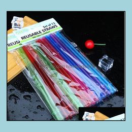 Drinking Straws 10.5Inch Colorf Plastic Drinking Sts 26Cm Reusable For Tall Skinny Tumblers Pp Candy Colour Cocktail Bar Tools Drop De Dh1Em