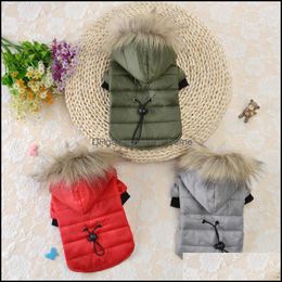 Dog Apparel Winter Warm Cotton Windproof Dog Coat Jacket Fur Hoodie Puppy Outfits For Chihuahua Yorkie Clothes Pets Clothing 1439 V2 Dhz6W