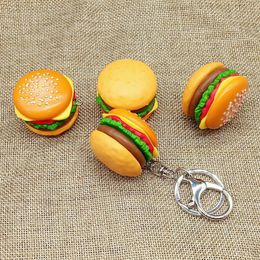 Creative Hamburger Keychain DIY Handmade Resin Food Keychains Charms Accessories Promotional Bag Key Chain Pendant Jewellery In Bulk
