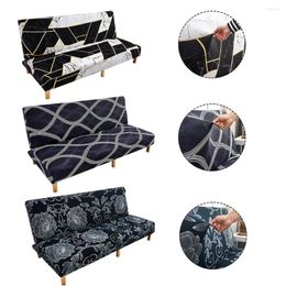 Chair Covers Three-fold Stretch Sofa Cover Foldable Classic Print Without Armrest Bed For Home Decoration Nordic Style