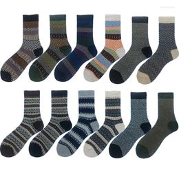 Men's Socks Men Vintage Striped Totem Winter Comfortable Warm Wool Upgrade Suit Men's