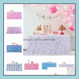 Party Decoration Table Skirt Wedding Tutu Tables Decoration Party Textile Rag Skirts Rec Round Tablecloths Accessories Drop Delivery Dhnx6