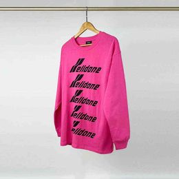 Fashion Clothing Designer Tees Tshirts We11done Bullet Screen Color Matching Long Sleeved T-shirt Women in Fashion Niche Design Sense Welldone Loose Couple Top 537