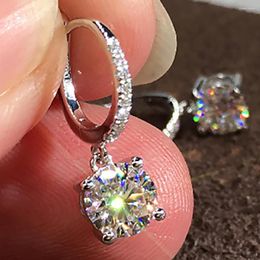 Backs Earrings 18K White Gold Women Drop Clip Hoop Moissanite Diamonds 0.5 1 2 3 Carat Round Wedding Party Engagement Anniversary Gift