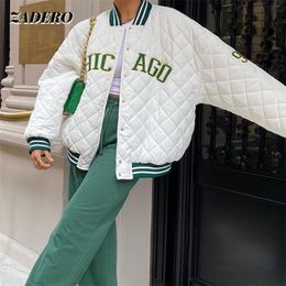 Womens Jackets Y2k Green Print Fashion Baseball Bomber Coat Autumn Winter Oversized Patchwork Jacket Varsity Women Casual White 220901