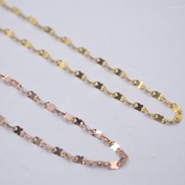 Chains Fine Au750 Real 18K Rose Yellow Gold Chain Women Flower Link Necklace 18inch