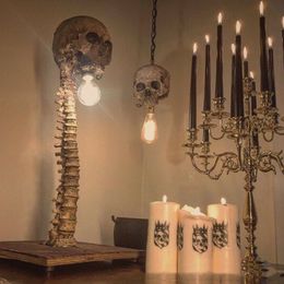 Party Decoration Halloween Skull Skeleton Lamp Room Horror 3D Statue Table Light Ornament Haunted House Scary Props Home Decor 220901