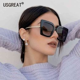 Sunglasses Fashion Oversized Shades Sunglasses Women Men Pearl Frame Black Square Sun Glasses Vintage Large Frame Cat Eye Eyewear Leopard T220831