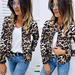 Women's Jackets Fashionable Leopard Print Round Neck Jacket Street Fashion Brand Ladies Loose OL Lady Small Suit