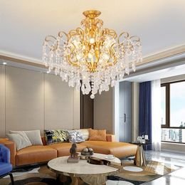 Pendant Lamps American Light Luxury Personality Crystal Post-modern Living Room Creative Dining Bedroom Ceiling Lamp LX111009