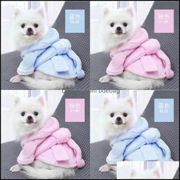 Dog Apparel Pet Jumpsuit Cute Hoodie Clothes Coats Comfortable Casual Soft Bathrobe Home For Puppy Dog Pajamas Solid Winter Warm Fash Dhn4T
