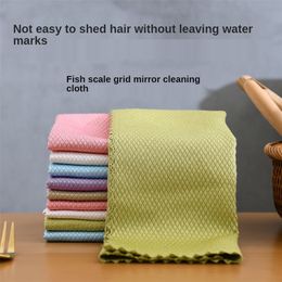 Cleaning Cloths 5 pcs Household Cleaning Products Cloth Fish Scale Rag for Glass Clean as Soon as You Wipe It Kitchen Tools Microfiber for Glass 220901