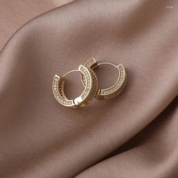 round hoop earrings Australia - Hoop Earrings 2022 Arrival Classic Crystal Geometric Korean Exquisite Light Luxury Zircon Round Women Earring Fashion Accessories