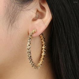 Hoop Earrings 1 Pair Womens Big Circle Earring Exaggerated Large Round Gold Colour Female Delicated Jewellery Banquet Party Gift