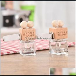 Storage Bottles Jars Empty Per Bottles Glass Clamp Wooden Lid Storage Bottle Beads Decor Car Accessories Aroma Therapie Container 2 Dhtg3