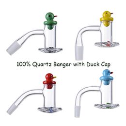 Duck Carb Cap Blender Spin Quartz Bangers Smoking Accessories Bevelled Edge Bangers Glass Ruby Pearls For Hookahs BSQB01