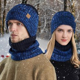 Berets Warm Scarf And Knit Fleece Coif Women's Men's For Adult Hats Windproof Winter Knitted Hat Hood Autumn