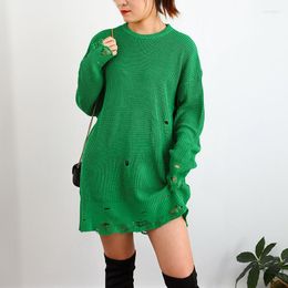 Women's Sweaters Women's Knit Sweater Dress Women Sexy Loose Hollow Out Pullover Female Winter O-Neck Oversized Casual Dresses 2022