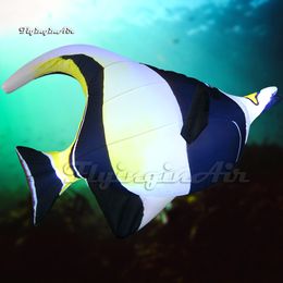 Cute Hanging LED Inflatable Fish Balloon 2m Air Blow Up Cartoon Tropical Marine Fish For Dining Room Ceiling Decoration
