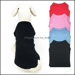 Dog Apparel Wholesale Plain Pet Summer Clothes Dog Cat Tank Top T Shirt 686 R2 Drop Delivery 2021 Home Garden Supplies Mxhome Dhmw8