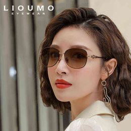 Sunglasses LIOUMO Luxury Diamond Metal Frame Square Sunglasses For Women Polarized Glasses Fashion Travel Ladies Eyewear Gradient Shades T220831