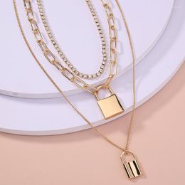 Pendant Necklaces 2022 Arrive Layered Chain Necklace Neck Chains Lock Jewelry For Women Punk Choker Padlock Goth