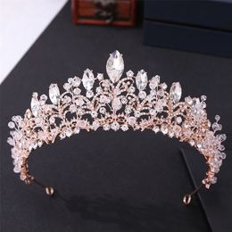 Wedding Hair Jewellery Baroque Luxury Rose Gold Crystal Beads Heart Bridal Tiaras Crown Big Pageant Diadem Headband Accessories 220831