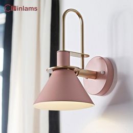 Wall Lamp Creative Nordic Macaron Horn Bar Restaurant Living Room Bedroom Bedside Corridor Sconce 85-265v