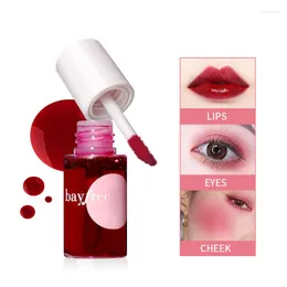 Lip Gloss 4 Colours Women Moisturising Stain Lipstick Eyes Cheek Glaze Liquid Waterproof Multifunction Blusher Tint
