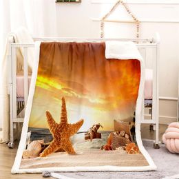 Blankets 3D Scenery Winter Home Thick Blanket Front Polyester Back Cashmere Travel Adult And Children Custom Sofa Warm