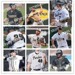 College Baseball Wears NCAA Custom Purdue Boilermakers Stitched Baseball Jersey 5 Evan Albrecht 36 Trent Johnson 40 Schapira 14 Cory Brooks 45 Jackson Smeltz 41