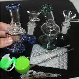 Mini Glass Hookah Bongs Smoking Pipe with Thick Oil Burner Pipe Recycler Dab Rigs Inline Matrx Ashcatcher Bowl and Hose 2styles