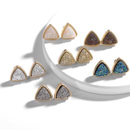 Stud Druzy Drusy Earrings Gold Plated Triangle Geometry Stone Stud Earings Christmas Gift Drop Delivery 2021 Jewellery Dhseller2010 Dhcvx