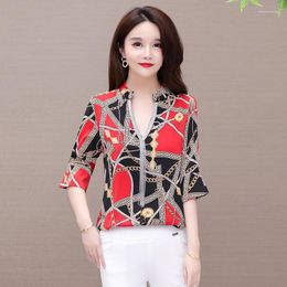 ruffled blouses plus size NZ - Women's Blouses Women's & Shirts Oversized Summer Ruffle Women Shirt Korean Printed Tops Plus Size 5XL Casual Female Half Sleeve
