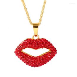 Pendant Necklaces 2022 Fashion Geometric Red Zircon Lips Women Hip Hop Jewelry Neck Chains Necklace Men Gifts