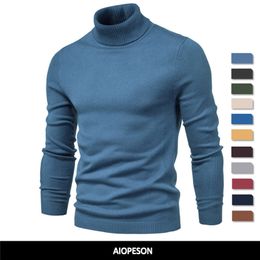 Mens Sweaters Winter Turtleneck Thick Mens Sweaters Casual Turtle Neck Solid Colour Quality Warm Slim Turtleneck Sweaters Pullover Men 220901