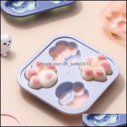 Baking Moulds Sile Mold Cat-Pad Ice Molds With Lid Chocolate Cake Handmake Cube Tray Home Square Maker Bar Cream Tools Kitchen 72 Dro Dhzpo