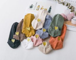 Love embroidered socks glittering gold and silver girl heart boat socks college casual cotton sock female