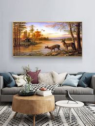 Abstract Landscape Horses Animal Oil Painting on Canvas Posters and Prints Scandinavian Wall Art Picture For Living Room Decor