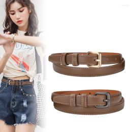 Belts Vintage Full Grain Cow Leather Waist For Women Simnple Design Jeans Dress First Layer Slim Cowhide Cinture