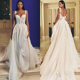 Stylish Beaded Wedding Dresses Sweetheart Neckline Bridal Gowns Lace Appliqued Tulle Sequined Vestido De Novia 415